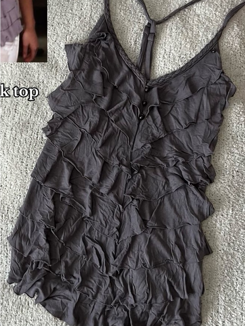ISO!!! guess Georgina ruffled greyish buttoned tank